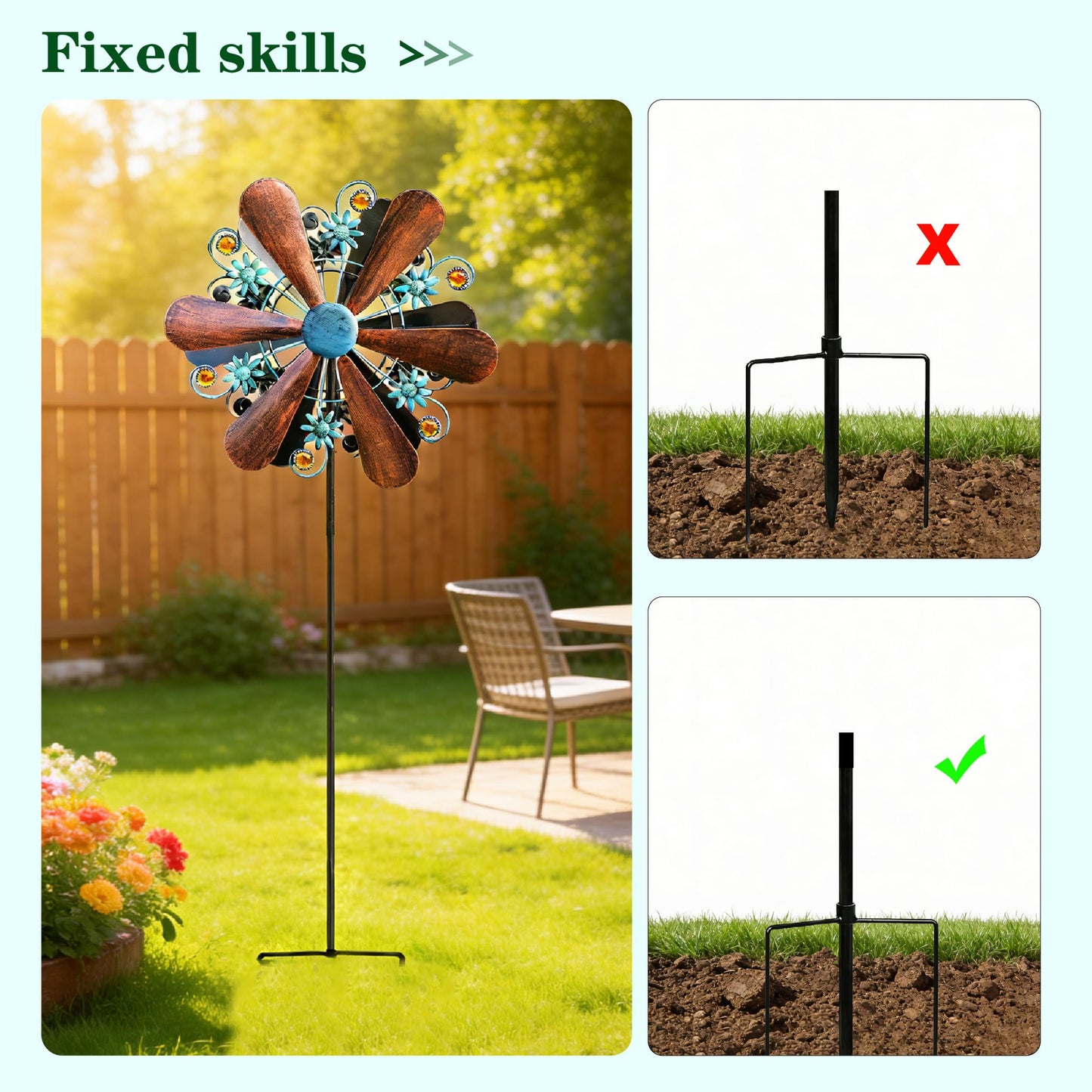 WENYLE Wind Spinners Outdoor Metal Large 360 Degrees Kinetic Wind Sculptures& Spinners Yard Art Outdoor Garden Decor