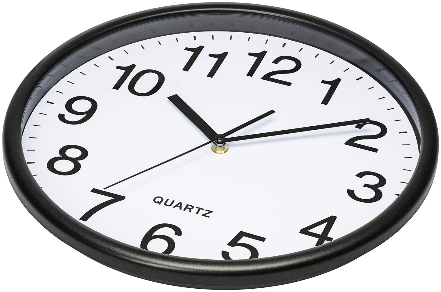 Bernhard Products Black Wall Clock, Large 13-Inch Silent Non Ticking Quartz Battery Operated Round Easy to Read Classroom/Home/School/Office Clock