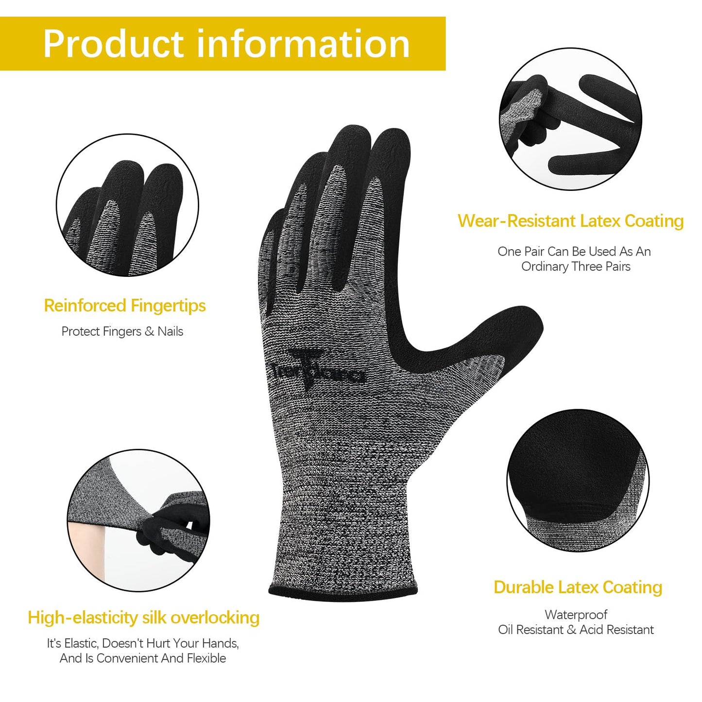 Trendara 24 Pairs gardening gloves guantes de trabajo para hombre work gloves with grip,Breathable latex dipped gloves,Superior to nitrile rubber,Suitable for weeding, construction, outdoor work