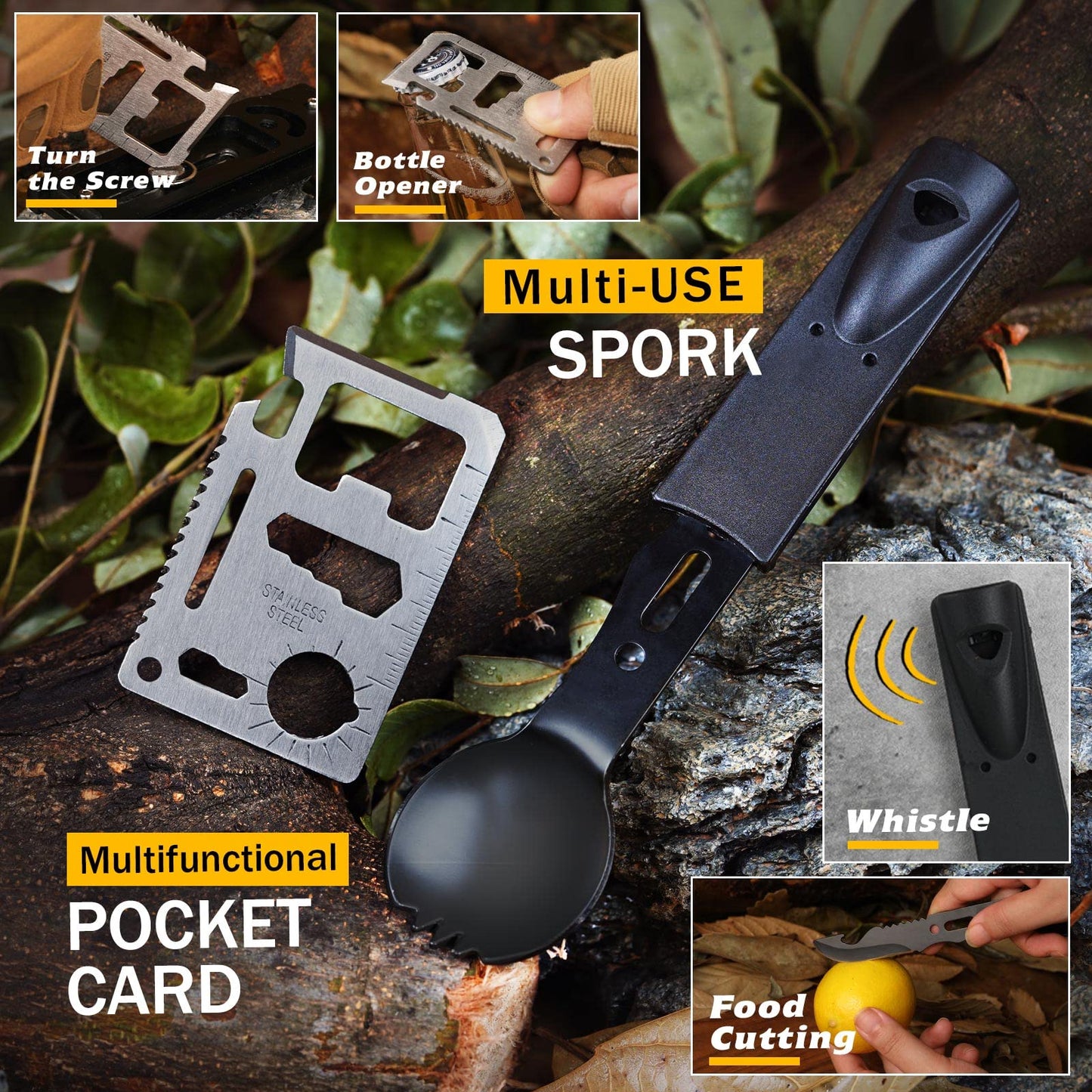Survival Kit 14 in 1, Survival Gear and Equipment, Gifts for Men Dad Husband Him Fathers Day, Outdoor Fishing Hunting Camping Anniversary Birthday Gift Ideas for Boyfriend