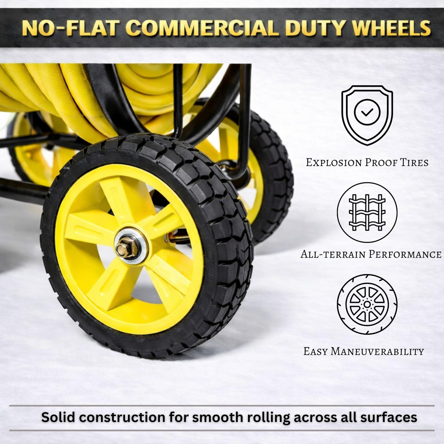 Real Hose Storage Garden Hose Reel Cart, Heavy Duty Hose Reel with Wheels, Outdoor Water Hose Reel for Backyard, Garden, or Lawn, Metal Hose Carts (250ft Hose Capacity)