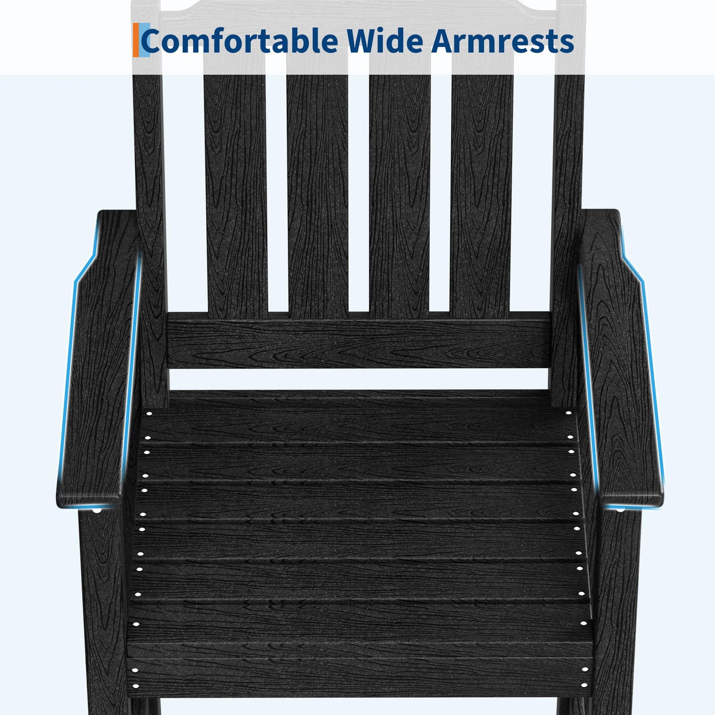 GarveeHome Outdoor Bar Chairs Set of 4, Patio HDPE Garden Chairs with Ergonomic Wide Seat and Footrest, Waterproof, All-Weather Durable Bar Stools for Balcony, Backyard, Poolside, Black
