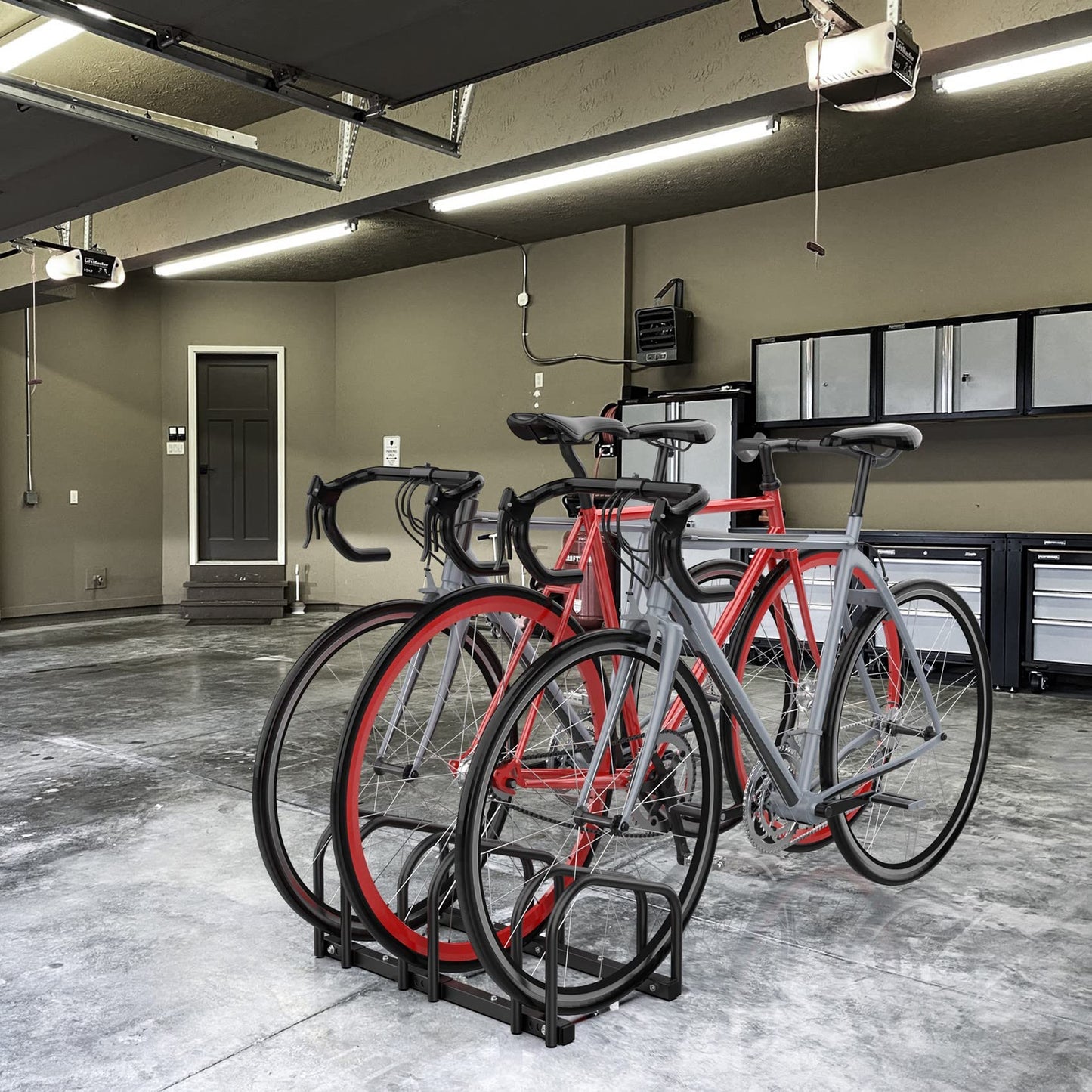 WALMANN 3 Bikes Floor Bike Stand, Bike Parking Rack Garage Bike Storage Stand Indoor/Outdoor 22-28" Wheel Stand, Max. Tire Width 2.1"