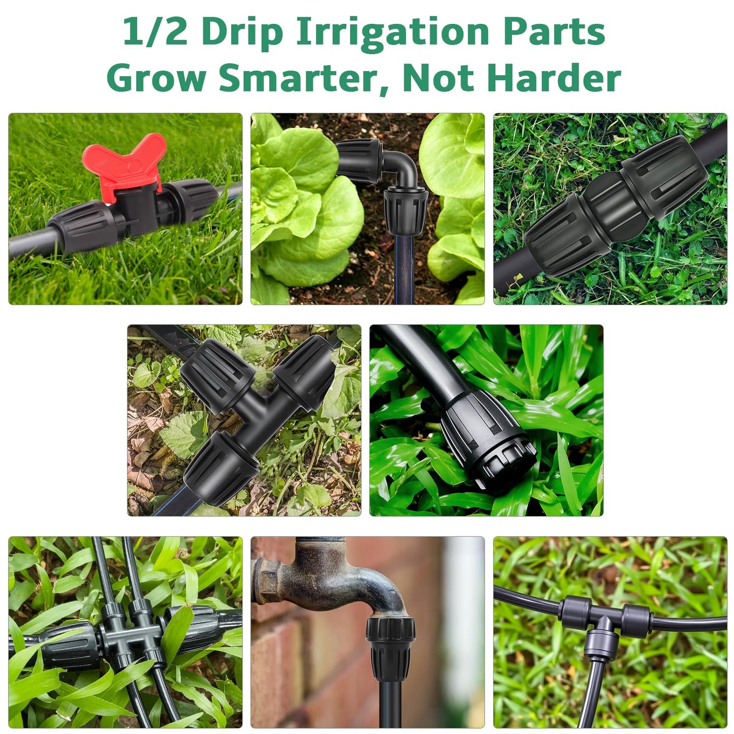 240FT Drip Irrigation System for Garden 2025 NEW Drip Irrigation Parts Automatic Garden Watering System with 1/2 1/4 Irrigation Tubing, Quick-Connect 1/4 inch Fittings,3 Types of Drip Emitters