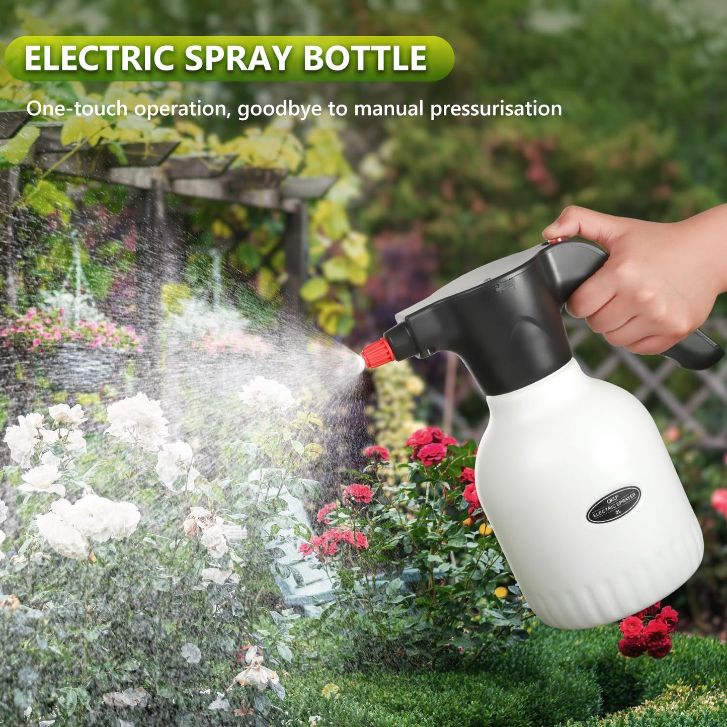 Electric Spray Bottle, 2L/0.5 Gallon Plant Sprayer, Pump Sprayer with Adjustable Nozzle, Suitable for Indoor Plant Watering, Fertilization, Gardening & Cleaning