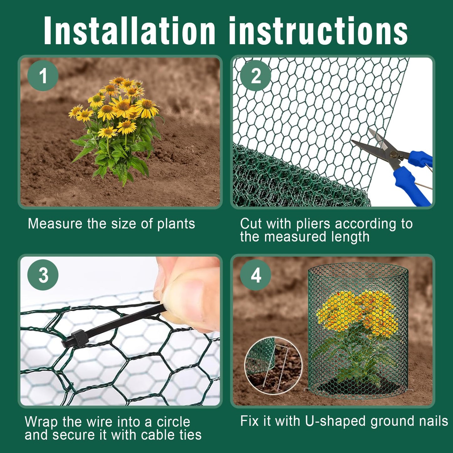 32.8Ft x 16In Plant Protectors from Animals, Metal Plant Chicken Wire Cages Covers Garden Netting for Outdoor Plants to Keeping Rabbits Squirrels Chicken Animals Out