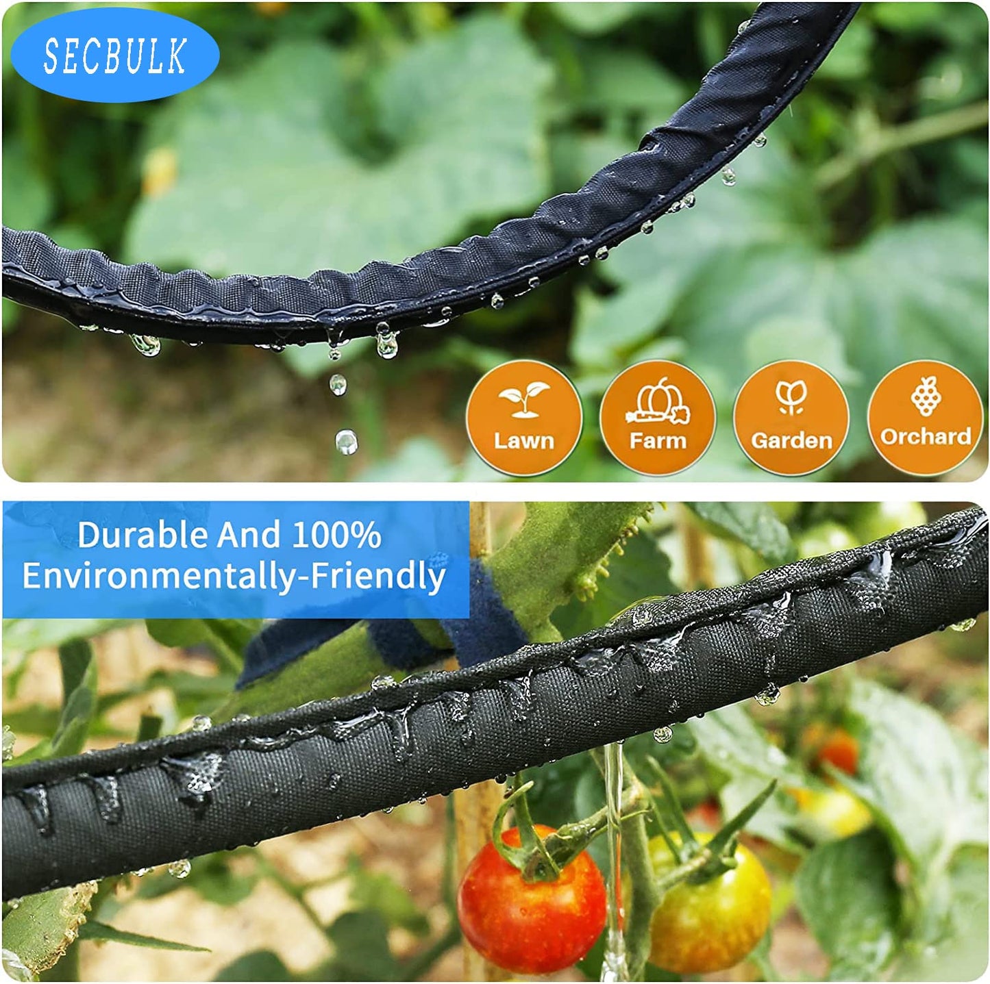 Secbulk 2025 Flat Soaker Hose 75 ft for Garden, 75' Linkable Drip Hose Diy Garden Irrigation System Saving 80% Water, Dual-layer Leak-free Design Water Hose with Holes
