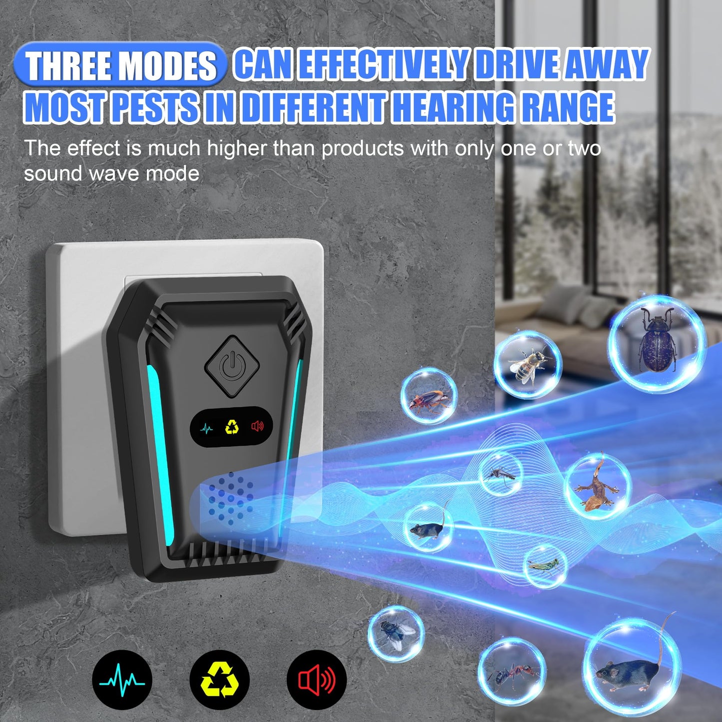 Ultrasonic Mouse & Pest Indoor Repeller - Stronger Driving Force, Repellent for Mice, Rats, Rodent, Roaches, Ants, Spiders, Bugs, Plug-in Control Device, 3 Mode Switching (6 Pack)