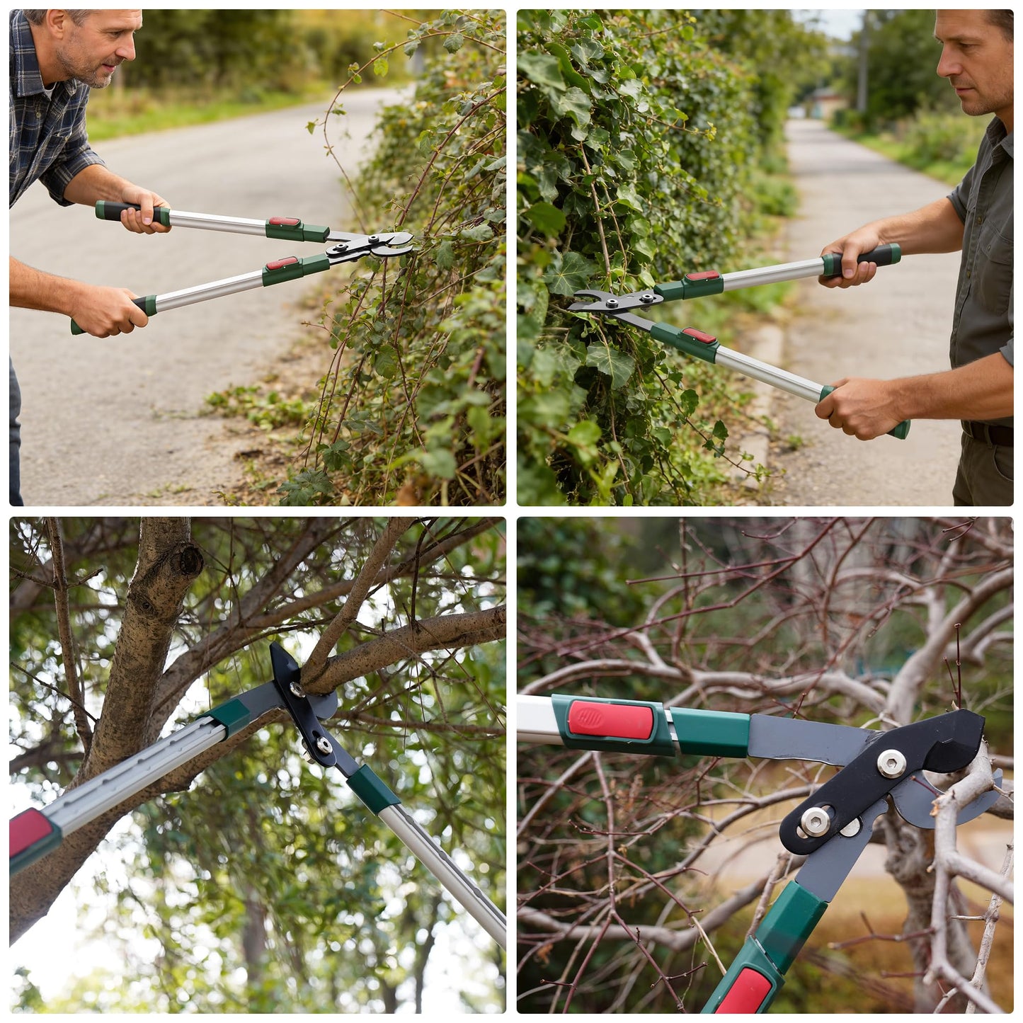 GARTOL 2-Inch Cutting Capacity Bypass Loppers, 26-33" Extendable Tree Branch Cutter, Professional Gear-Driven Labor-Saving Heavy Duty Pruners, Carbon Steel Teflon Blade & Lightweight Aluminum Handles