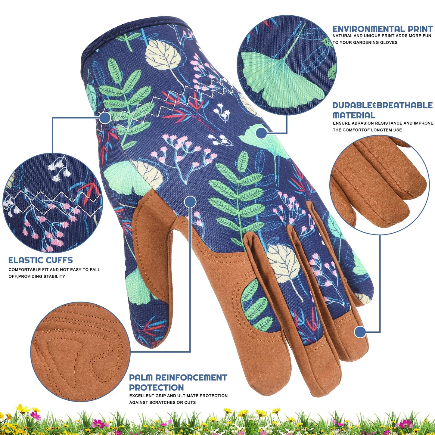 Zhamate 2 Pairs Gardening Gloves Thorn Proof for Women, Long And Short Leather Gardening Gloves Women Working Glove for Rose Pruning Yard Work
