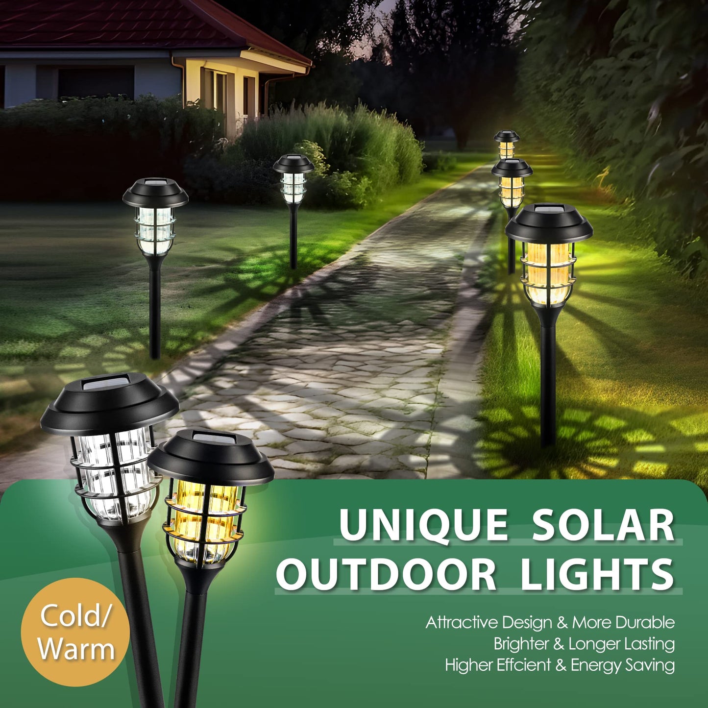 SOLPEX Solar Lights for Outside, Solar Outdoor Pathway Garden Lights Waterproof, Solar Powered Landscape Lighting for Yard, Garden, Pathway, Patio, Porch, Walkway, Driveway, 8 Pack(Cold White)