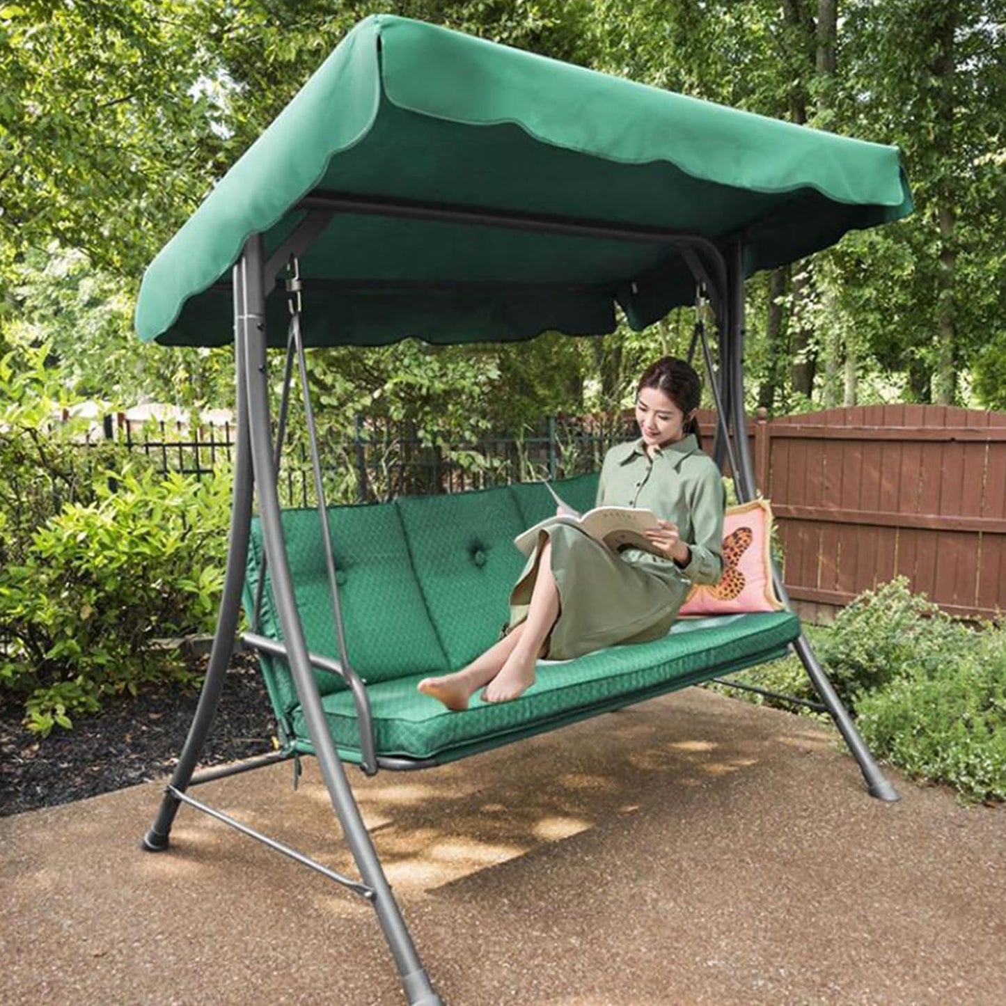 Swing Canopy Replacement, Replacement Canopy for 2 3 Seater Swing, Waterproof UV-Resistant Fabric, for Garden, Patio, Backyard(Green,75x47x7inch/191x120x18cm)