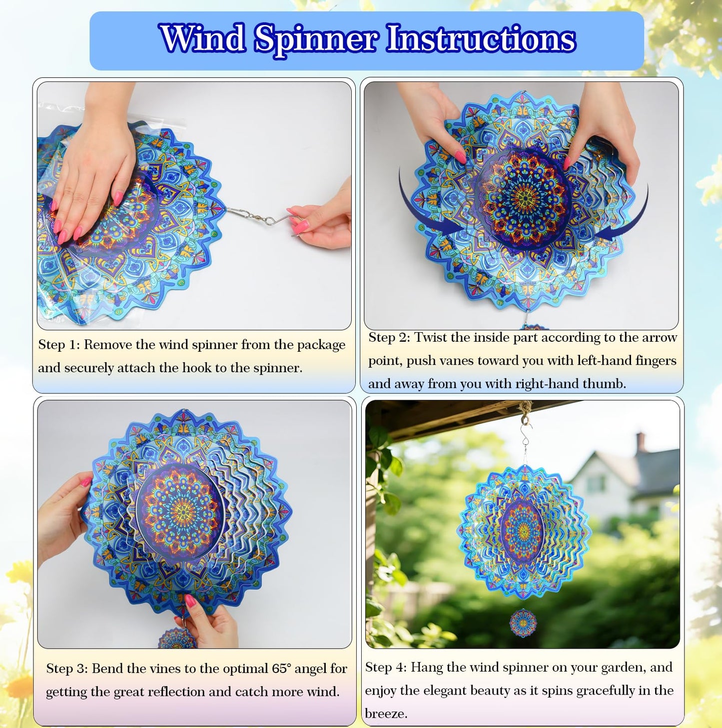 Katinyos 3D Wind Spinner, 12 inch 3D Kinetic Metal Garden Spinners, Rustproof Metal Garden Decor Yard Art, Wind Sculptures Ideal Gift for Homeowners & Garden Lovers