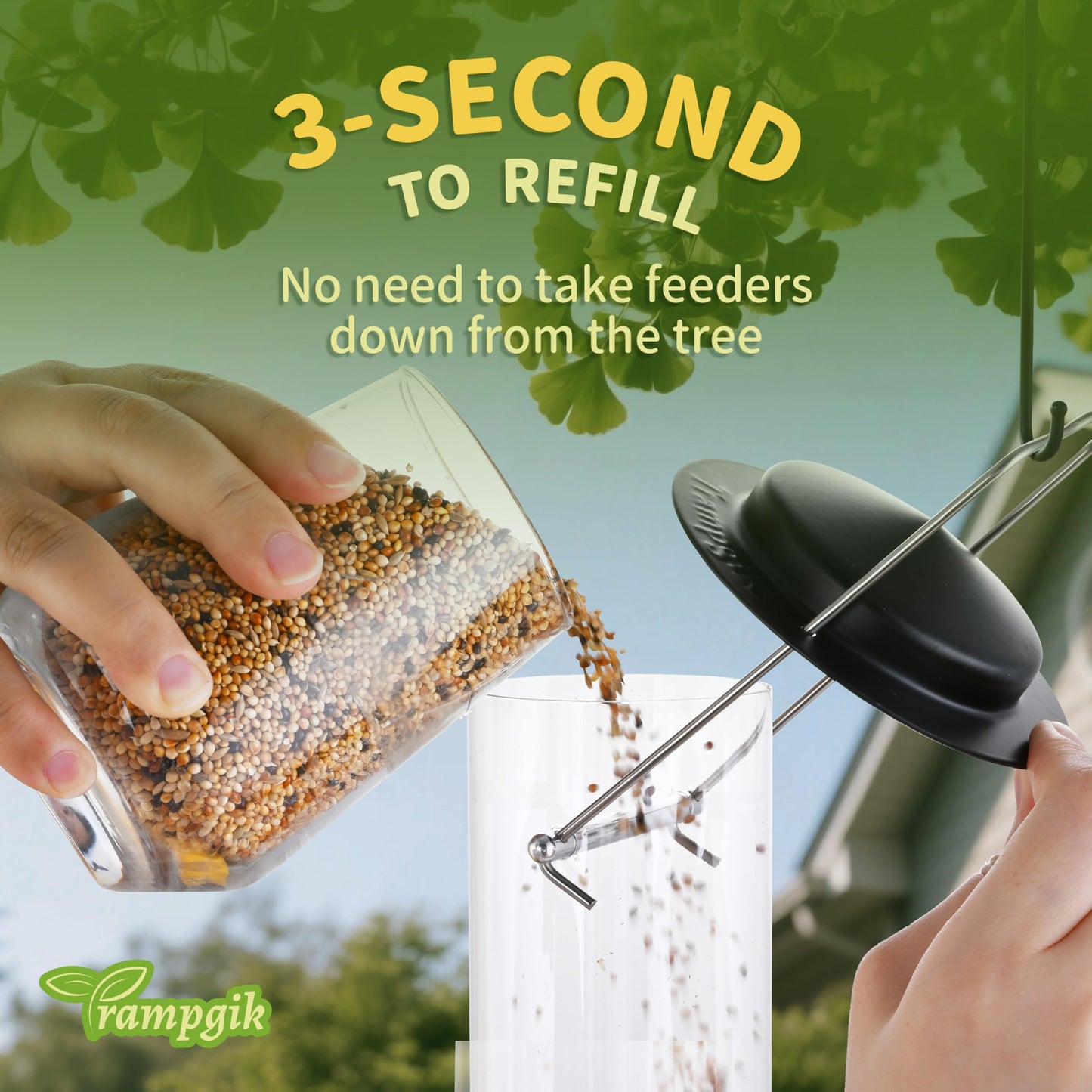 TrampgiK Bird Feeders for Outdoors Hanging,Finch Feeders for Outside,Chew-Proof Hanging Bird Feeder,Rust-Proof Birdfeeder,Squirrel Proof 6 Ports Metal Bird Feeder,14 Inch,1 Pack,Black
