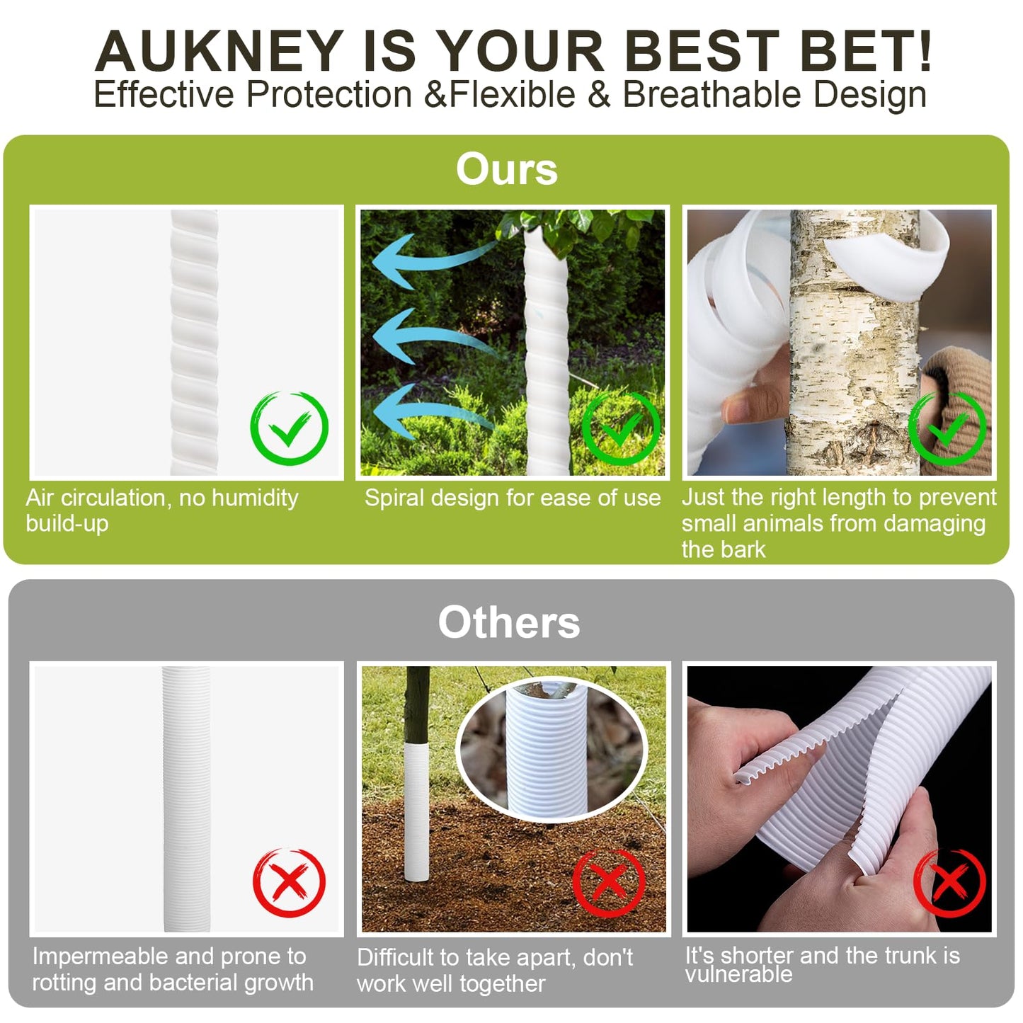 8 Pcs Tree Trunk Protector-2 Size Plastic Spiral Tree Guard Tree Trunk Protector Wrap Tree Bark Protector Tube Tree Wraps to Protect Bark Tree Saplings from Deer Cats Rodents Rabbit Mowers (White)
