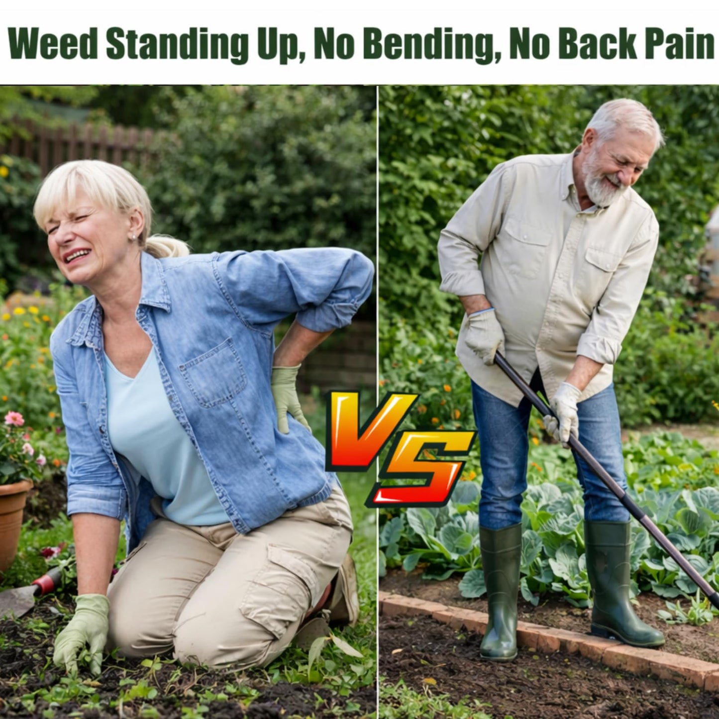 CALCHELE Garden Hoe Weeding Tool - Sharp Hollow Blade,58" Adjustable Long Handle, Heavy Duty Weed Hoes for Gardening,Push Pull Dutch Scraper for Garden Bed, Yard,Lawn Weeder Removal