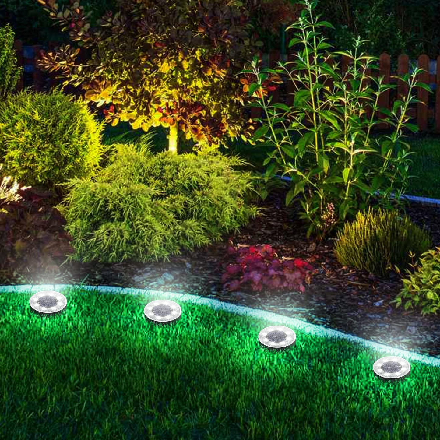 Joomer Solar Ground Lights, 12 Pack 8 LED Solar Lights Outdoor Waterproof IP68 Disc Light Landscape Lighting Garden Light for Patio Pathway Lawn Yard Driveway Walkway(White)