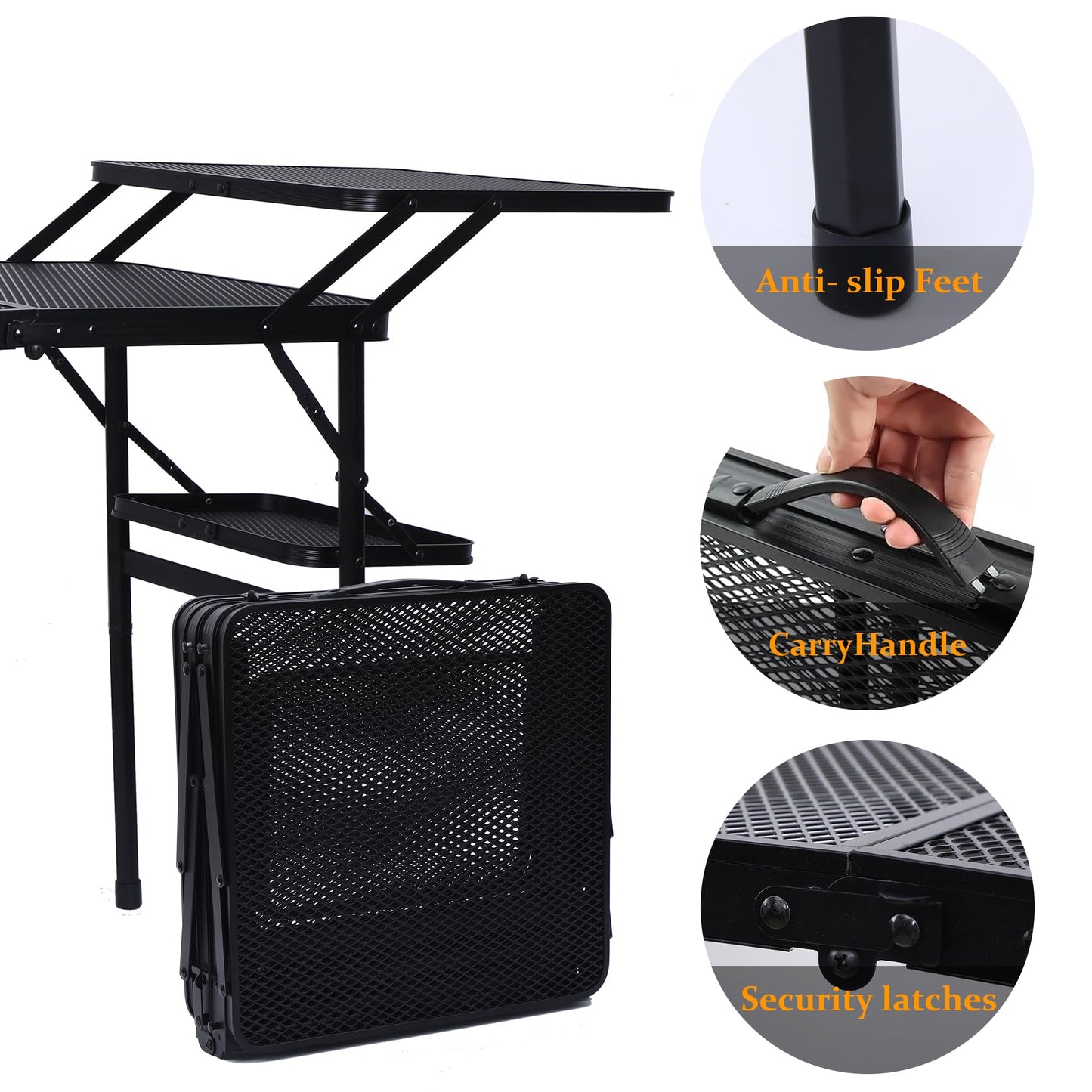 Nice C Camping Table, Compact Folding Table, Tailgate Grill Table, Outdoor Tables, Camping Tables That Fold Up Lightweight, with 4 Side Tables & Mesh Net for BBQ, Camping