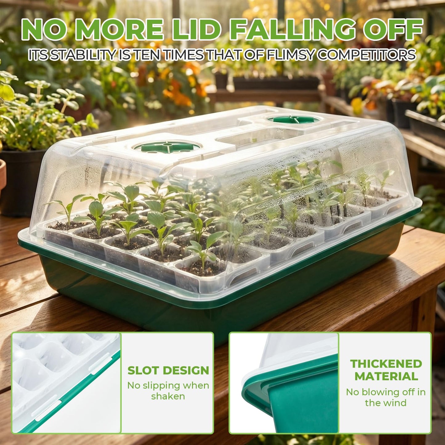 HIRALIY 80 Cell Seed Starter Tray Kits, Reusable Plant Germination Trays, Easy Transplanting, with Humidity Domes and Bases, for Starting Vegetable, Flower & Herb Seeds, Indoor Gardening, Greenhouse