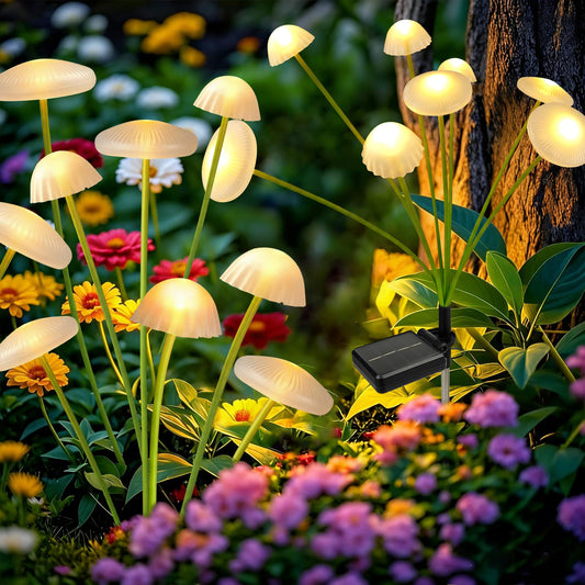 SEEWELUMI Solar Garden Lights Outdoor, 2Pack Solar Lights Garden Decor, Swaying Mushroom Lights Waterproof for Yard, Patio,Pathway Decoration,Gifts for Women,Mom(Warm White)
