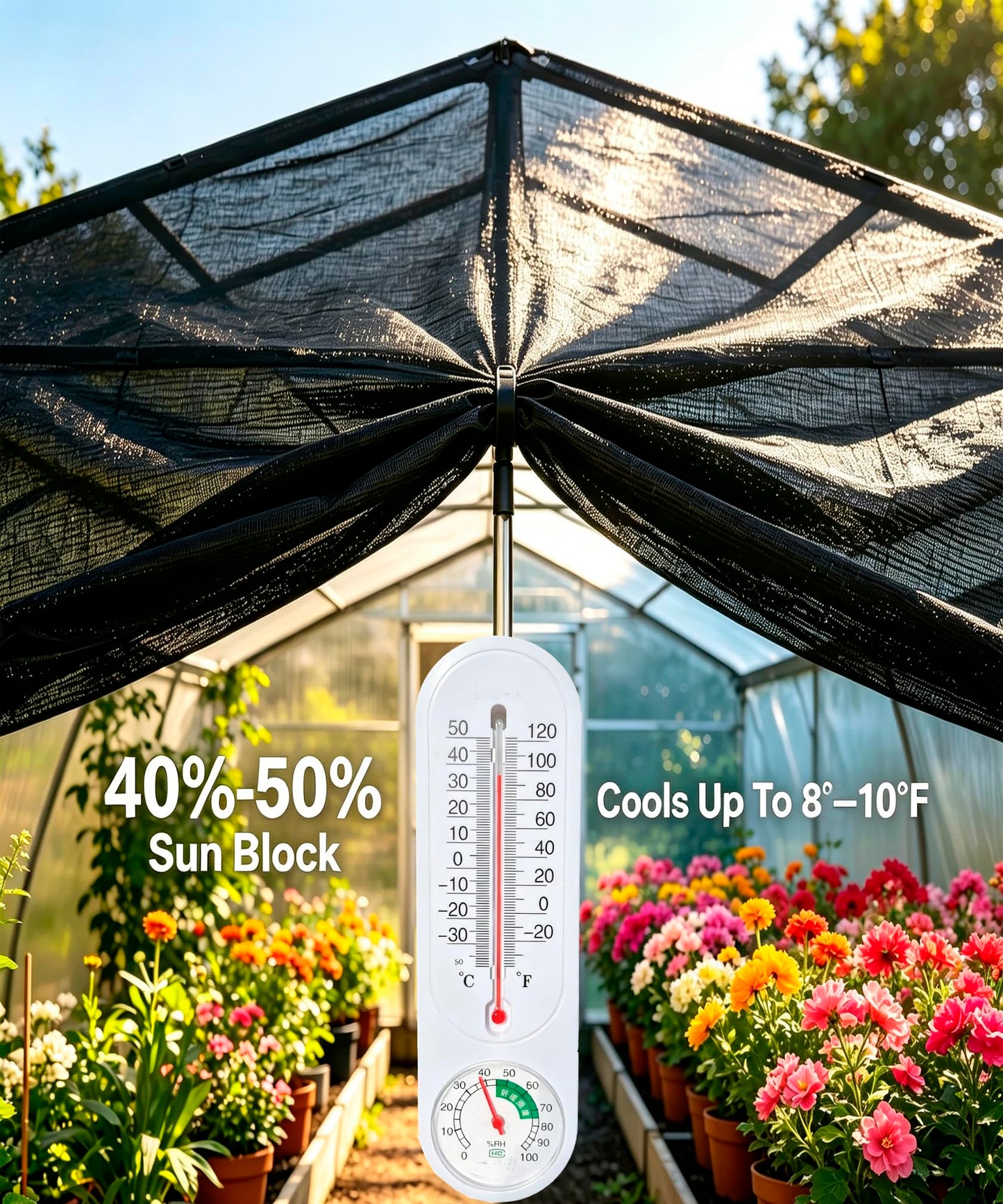 e.share Sun Shade Cloth, 40%-50% Sun Block Mesh Net, 6FT x 10FT Breathable Black Screen for Garden Greenhouse Patio Plants Vegetables Flowers