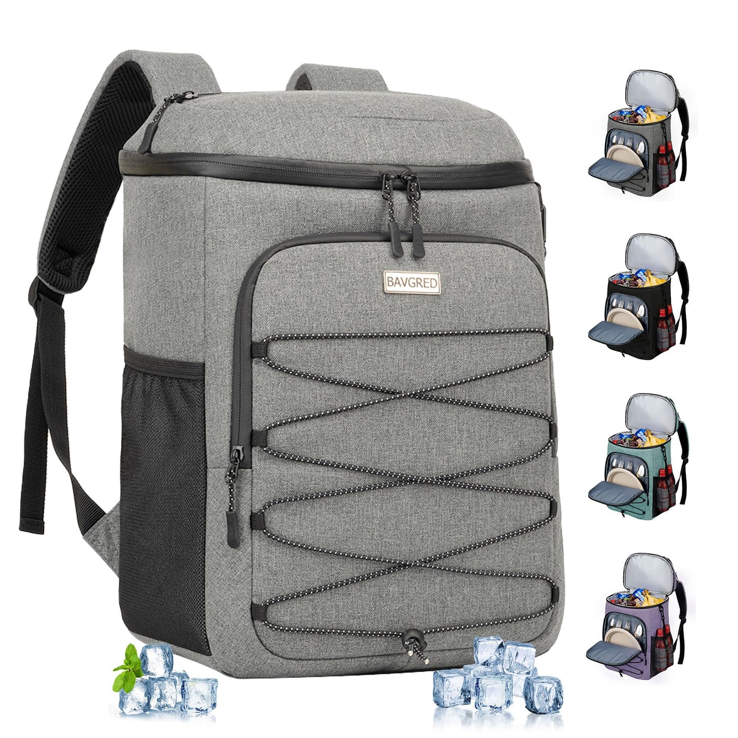 BAVGRED Cooler Backpack Insulated Leak Proof 30 Cans for Men Women,Waterproof Soft Cooler Bag，Lightweight Ice Chest Lunch Backpack for Beach Camping Picnic Travel Worksite Fishing