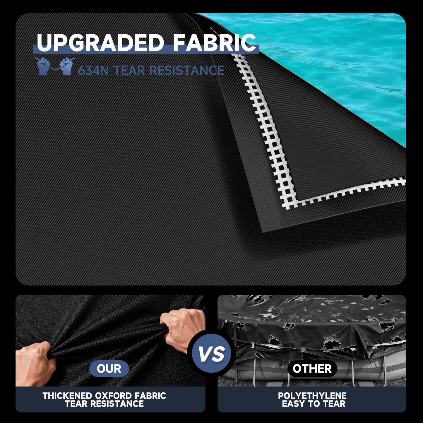 LXKCKJ Rectangular Pool Cover for above Ground Pools, Heavy Duty Winter Cover Ideal for Waterproof and Dustproof (9x18 FT, Black)