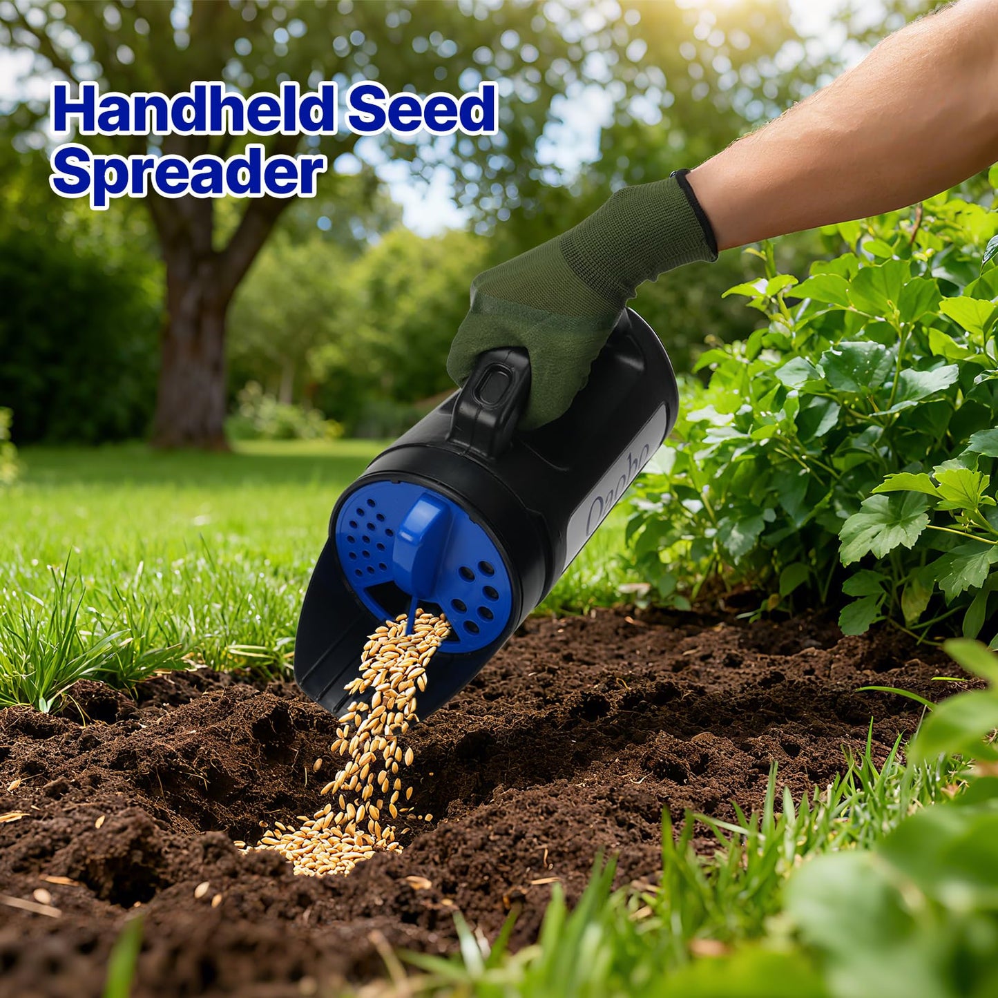 Qaobo 3-Adjustable-Setting Handheld Spreader, Multi-Use Lawn Spreaders for Fertilizer, Grass Seed, Salt and Ice Melt, Portable Spreader for Yard and Garden Snow Removal - Up to 80 Oz