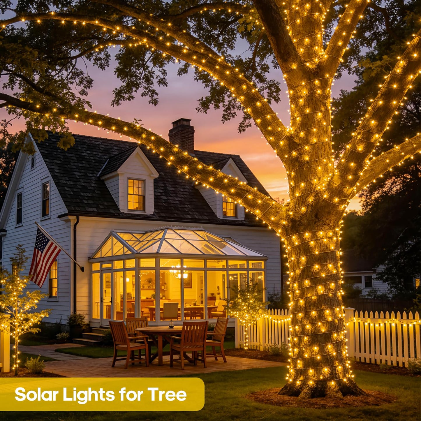 JMEXSUSS 2 Pack Solar String Lights Outdoor Waterproof, Total 400 LED 151FT Solar Christmas Lights Outdoor, 8 Modes Solar Powered String Lights for Outside Patio Yard Tree Decorations, Warm White