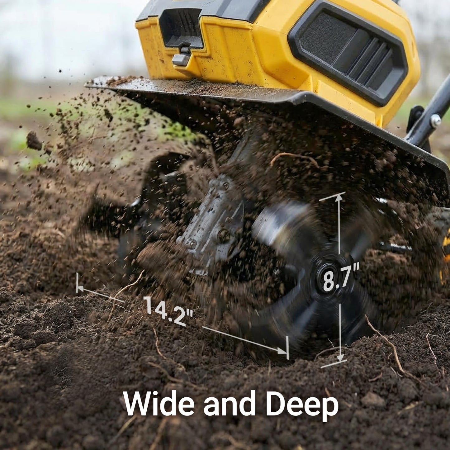 40V Brushless Cordless Tiller Cultivator Compatible with Dewalt 20V Battery(Tool Only), Electric Garden Tiller w/16 Steel Tines, 14.2" Tilling Width, 8.7" Depth, Safety Lock, Portable Rototiller