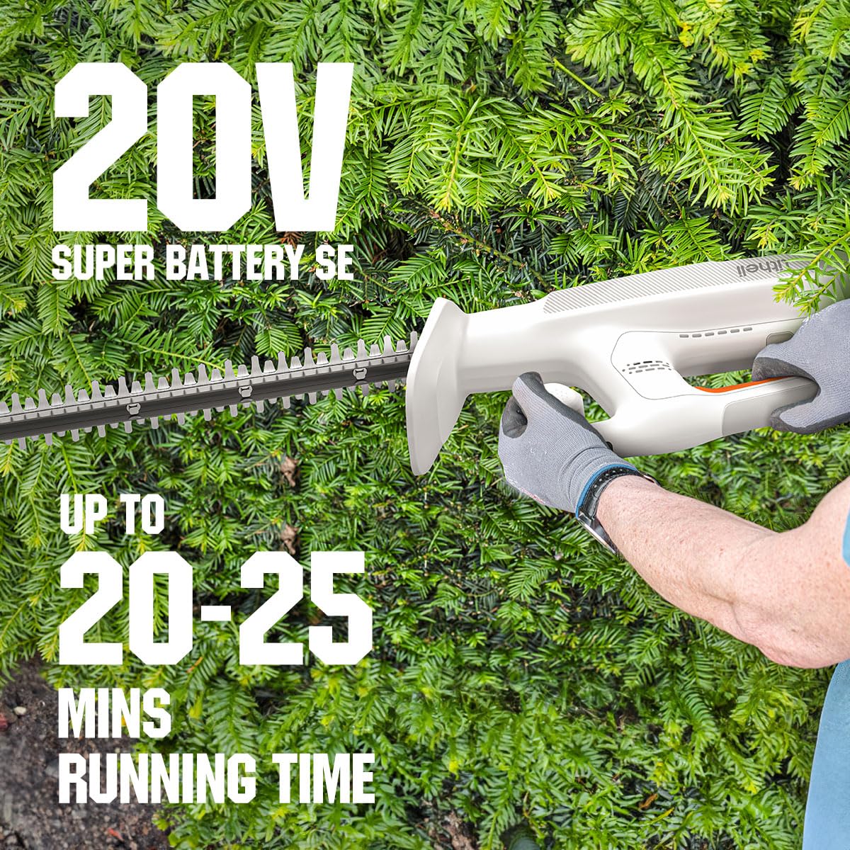 Litheli 20V Cordless Hedge Trimmer 15.7" (5/8" Cut), 3.75lbs Ultra-Lightweight Battery Powered Bush Trimmer with Hardened Steel Dual Action Blade, Portable Shrub Trimmer for Garden Yard & Branch