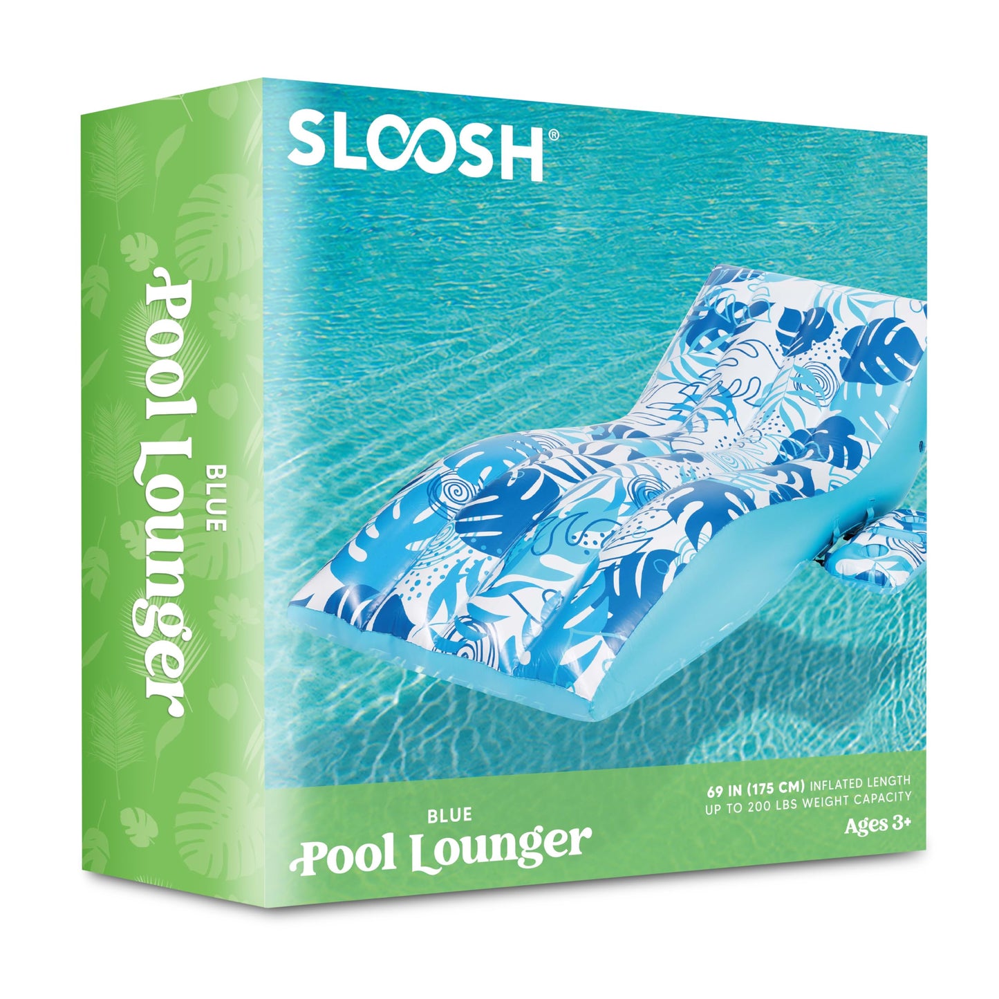 SLOOSH Inflatable Pool Floats Adult - Extreme Comfort Pool Lounge Chair with Detachable Cup Holder, Heavy Duty Lounger Floating Recliner Blow Up Floaties Water Floaty Lake Beach Tanning Float (Blue)