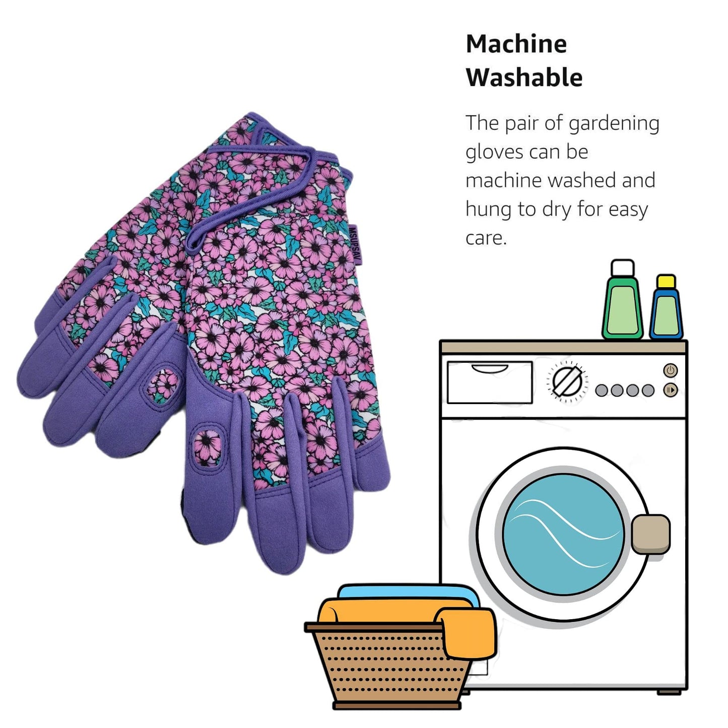 MSUPSAV Gardening Gloves for Gardening,Synthetic Leather Garden Gloves,Work Gloves with Touch Screen,Gardening Gifts for Women,Purple, Medium
