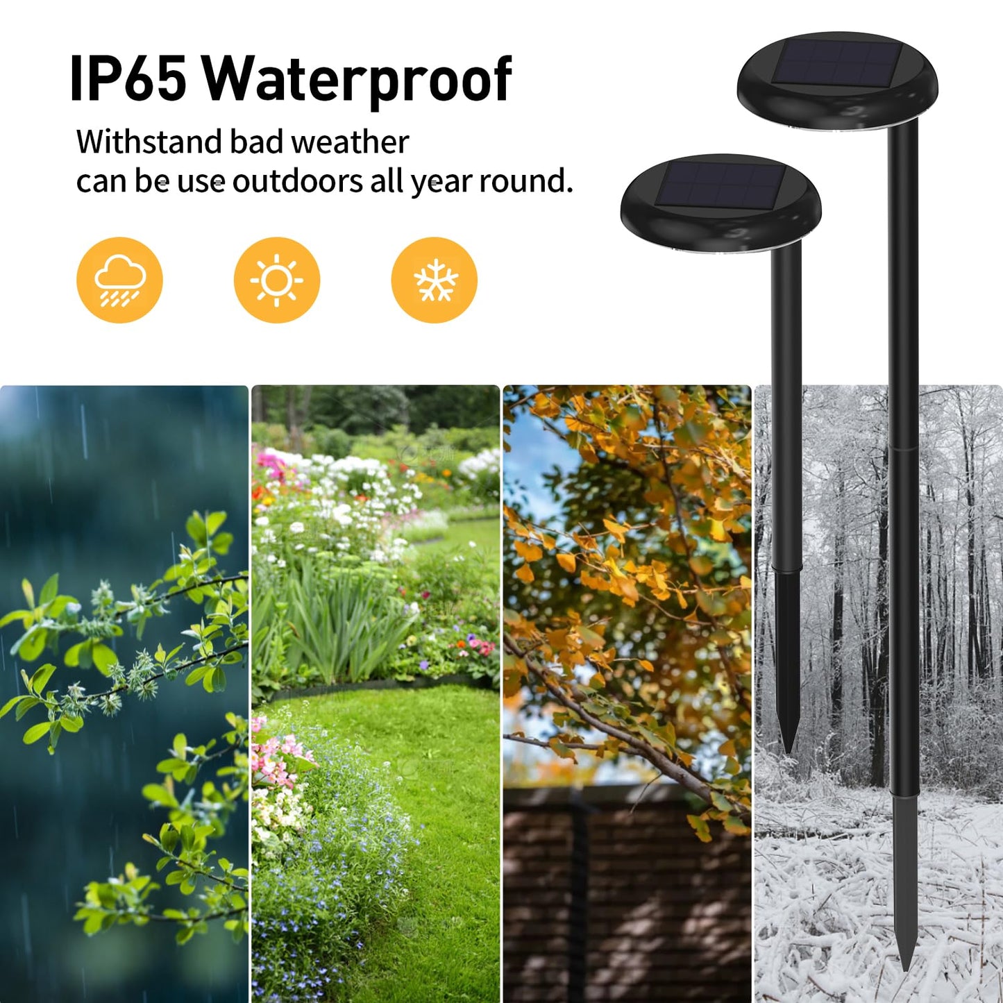 VWCYL+ Solar Pathway Lights - Super Bright 300 Lumens with 2-in-1 Warm White & Daylight Color, Solar Path Lights for Pathway, Sidewalk, Driveway, Garden,Parterre etc,Landscape Lighting (2-Pack)