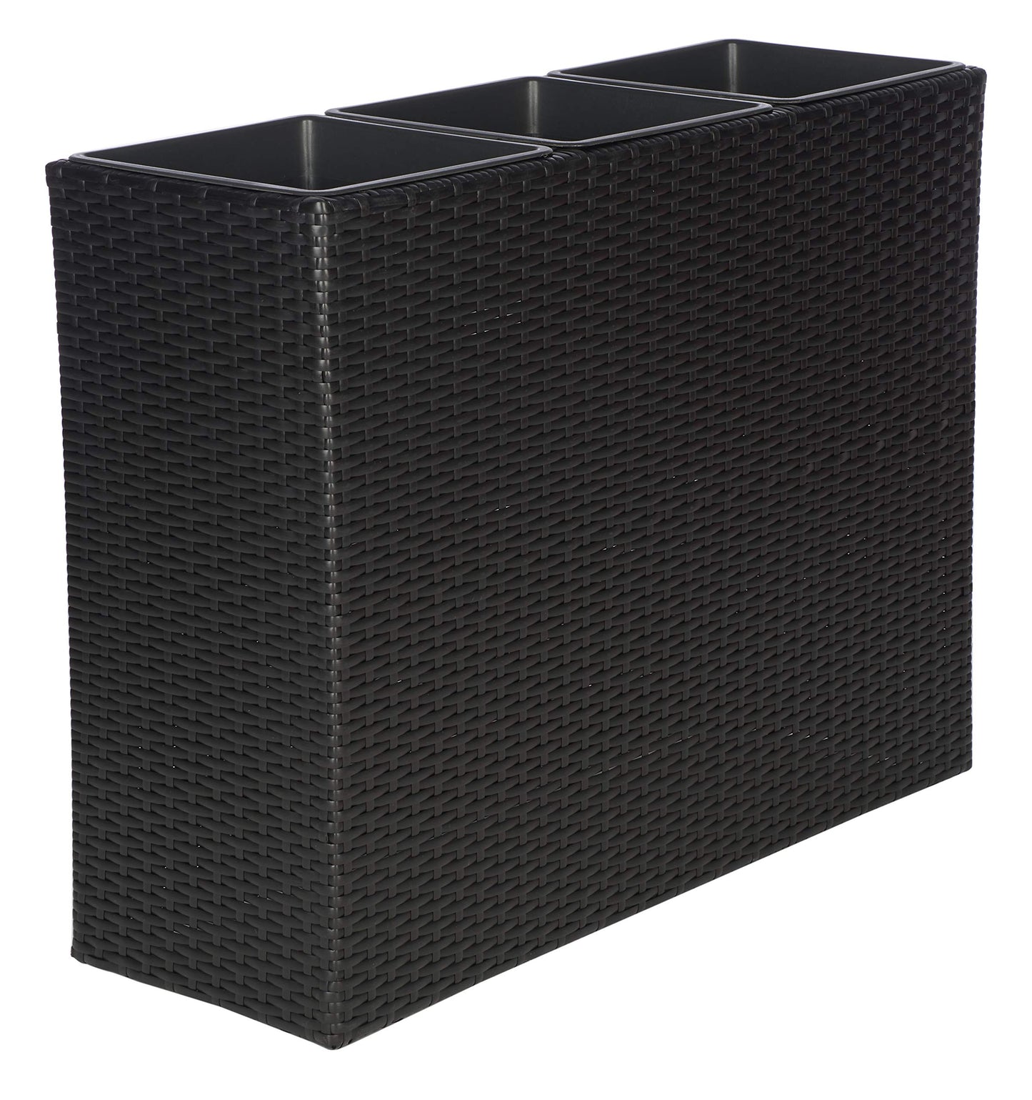 SAFAVIEH Outdoor - Rita Black Wicker 3-Tier Plant Stand with Baskets, Vertical Flower Rack Planter Shelf for Patio, Balcony, Garden, 32.28"W x 11.02"D x 24.8"H (PAT7705A)