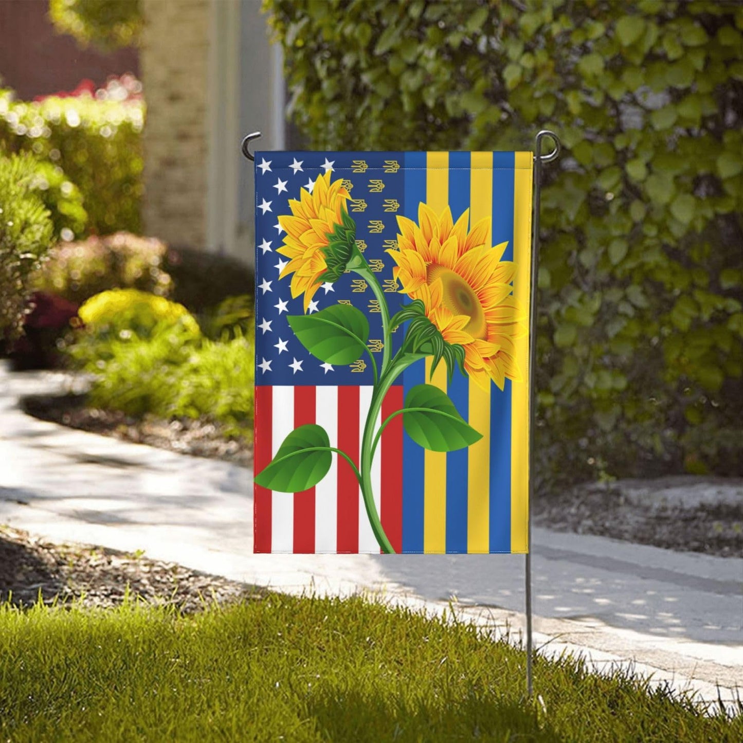 I Love Ukraine Garden Flag 28x40 Inch Outdoor Fade Proof Inside Sunflower Breeze Flag Garden House Home Decor Holiday Yard Sign
