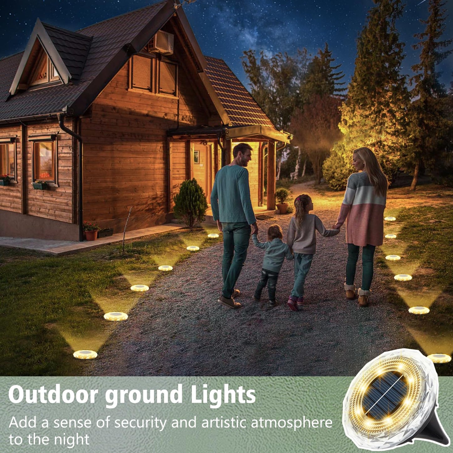 echosari 6 Pack Solar Ground Lights, Upgraded Solar Garden Lights Auto ON/Off Landscape Lighting Outdoor In-Ground Lights Waterproof Long Lasting for Pathway Walkway Patio (Warm White)