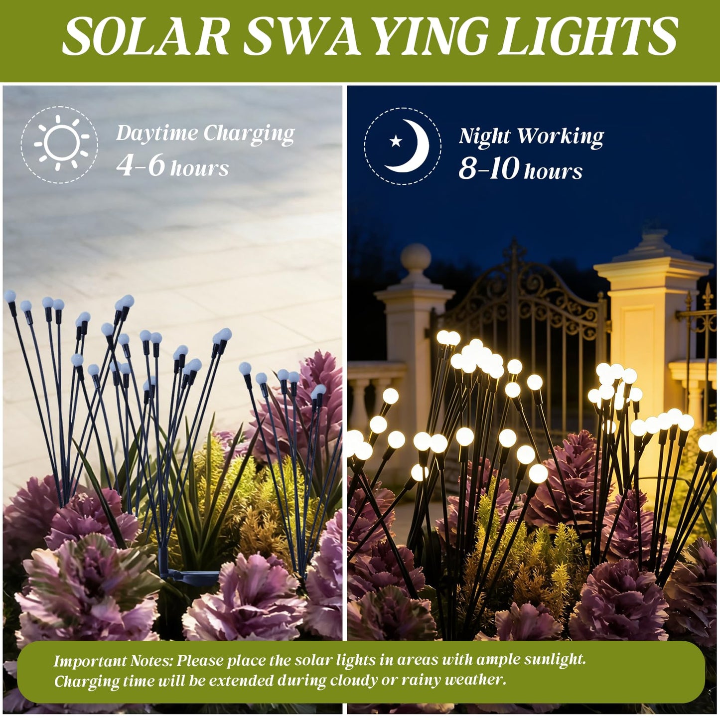 Veeydrut Solar Outdoor Firefly Lights Waterproof (6 Packs, 48 LEDs), 2 Modes Decorative Lighting, Solar Stake Lawn Swaying Lights, Unique Spring Garden Decor Gifts for Women