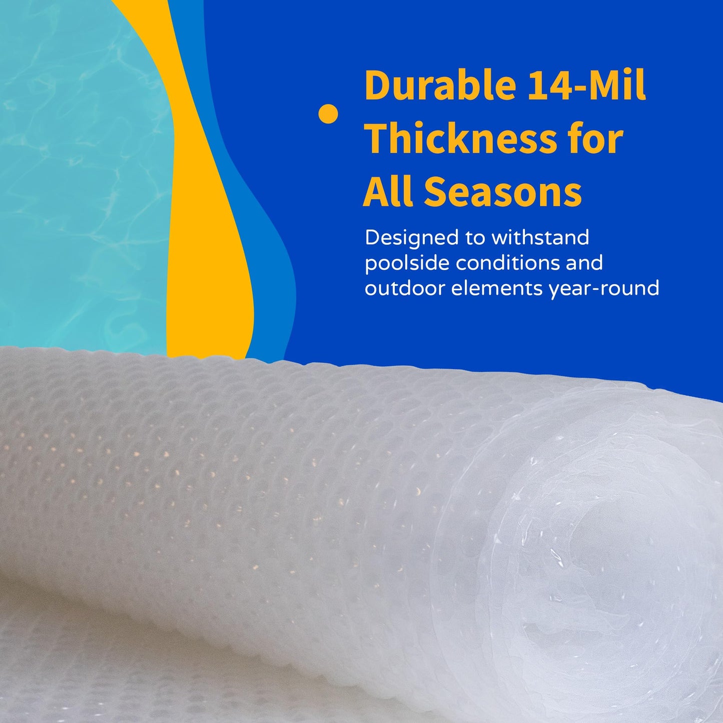Blue Wave 16-ft x 32-ft 14-mil Solar Pool Cover for Inground & Above Ground Pools – Rectangular Pool Solar Blanket for Heat Retention, Debris Control & Reduced Evaporation – Easy Fit-to-Trim, Clear