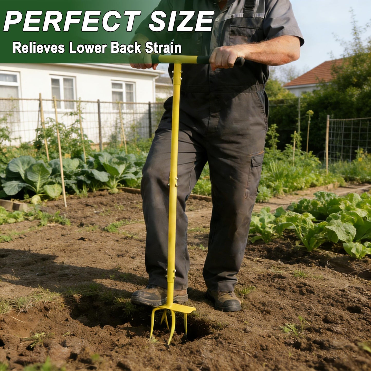 BARAYSTUS Hand Tiller Cultivator with Steel Garden Claw, Manual Twist Tiller Soil Loosening Garden Tool for Flower Beds, Raised Beds & Planter Boxes