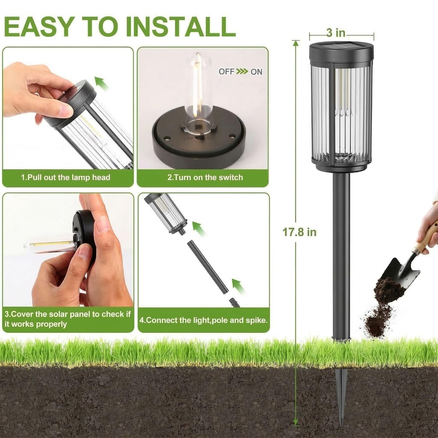 Sparkblaze 12 Pack Solar Garden Lights Outdoor, Decorative Solar Pathway Lights for Yard Auto On/Off Landscape Lighting for Walkway, Lawn, Garden, Waterproof Solar Stake Lights. (12, Warm White)