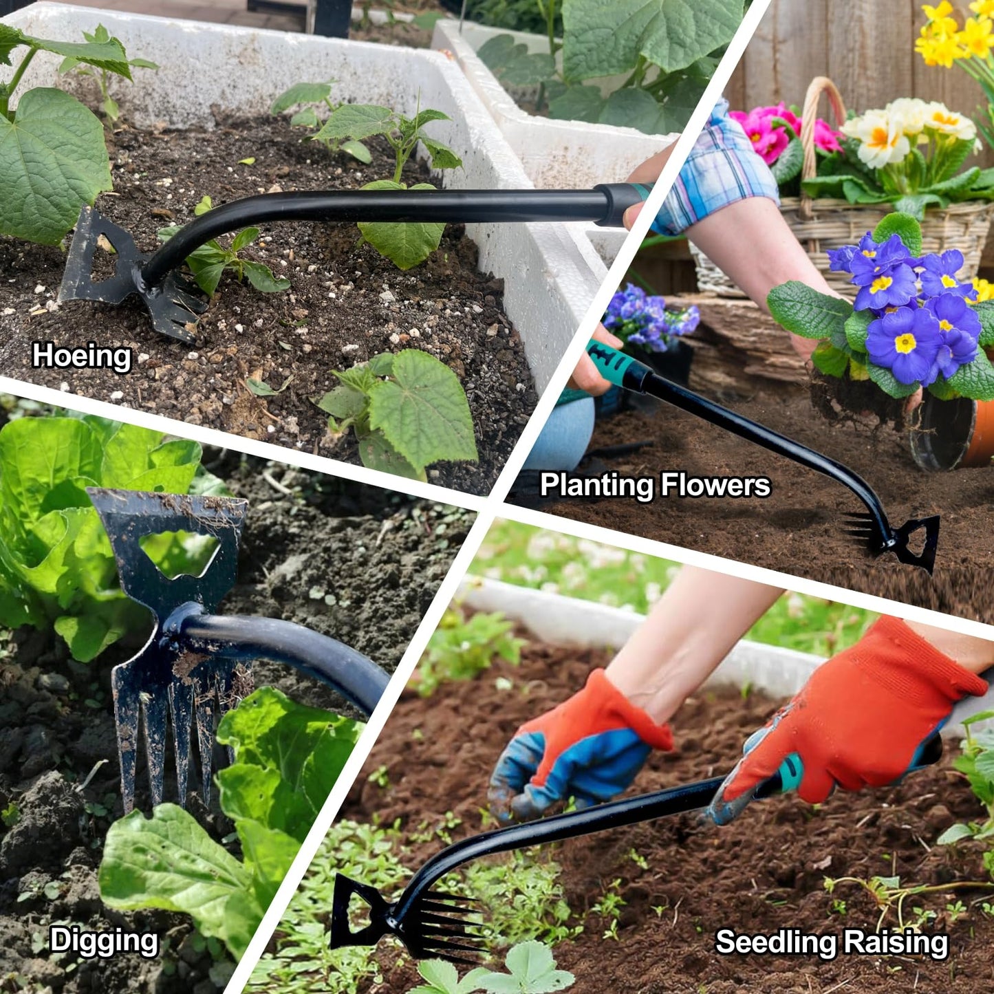 Weed Puller Tool-2Pcs Gardening Hand Weeder Tools, 2026 New Weeding Artifact Uprooting Weeding Tool, Manganese Steel Weed Removal TooL, 6 Teethes Dual Purpose Manual Weed Pulling Tool for Yard Gardenl