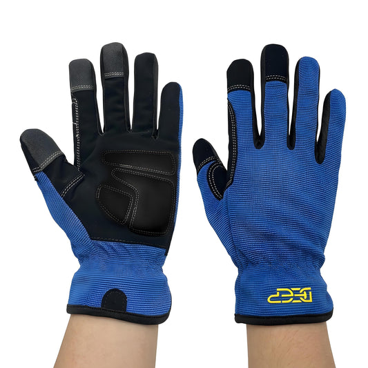 NL HOME Work Gloves for Women, Durable Mechanic Gloves, Flexible Gardening, Construction & Utility Work Gloves with Touchscreen, Blue, M
