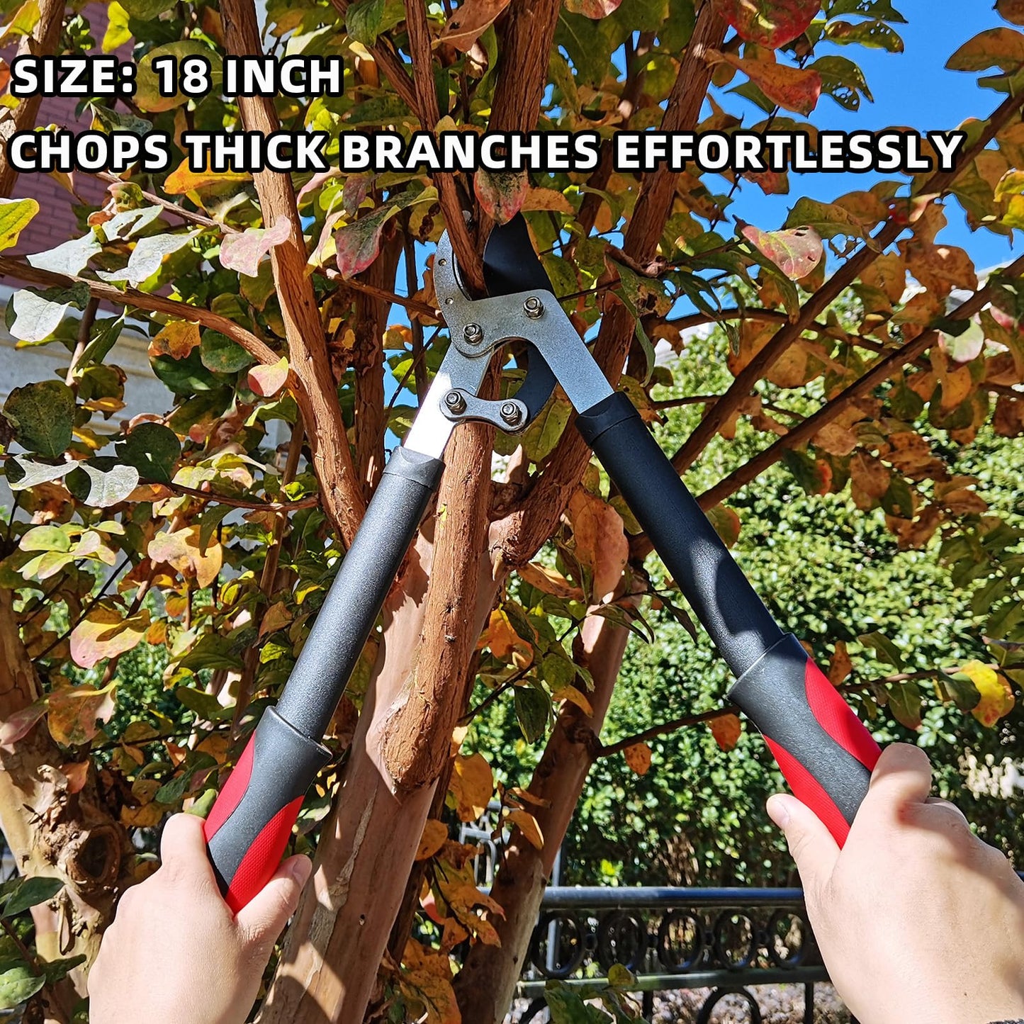 YRTSH Lopper Heavy Duty Branch Cutter Tree Clippers with Compound Action, Chops Thick Branch Ease, Garden Loppers Pruning, 18 Inch Tree Trimmer with 1.6” Clean Cut Capacity (18 Inch)