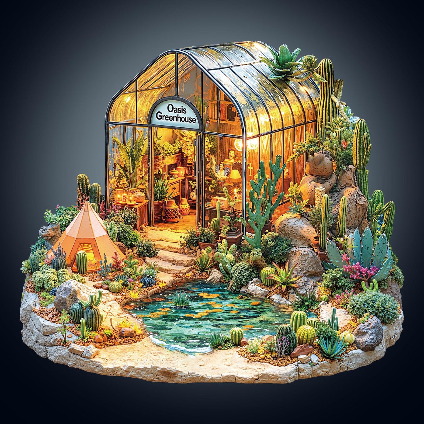 Wooden Puzzles for Adults, Oasis Greenhouse Wooden Jigsaw Puzzle, Wood Puzzles Adult, Unique Shape 3D Visual Flat Puzzle Home Decor Gifts for Puzzle Lovers & Friends (M-11.4 * 10.2 in-175pcs)