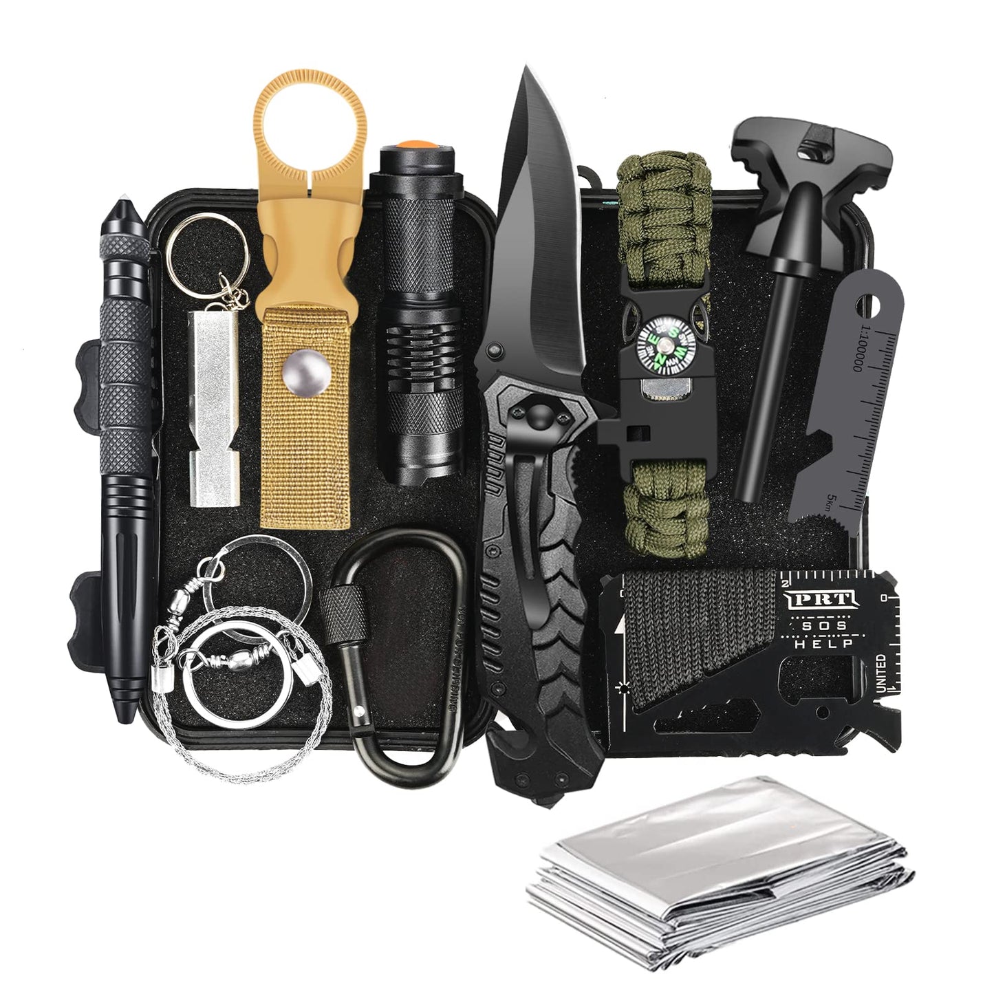 Gifts for Men Dad Husband Him, Survival Kit 14 in 1, Emergency Survival Gear and Equipment, Anniversary Birthday Gifts for Him Boyfriend, Hunting Fishing Camping Accessories, Cool Gadget