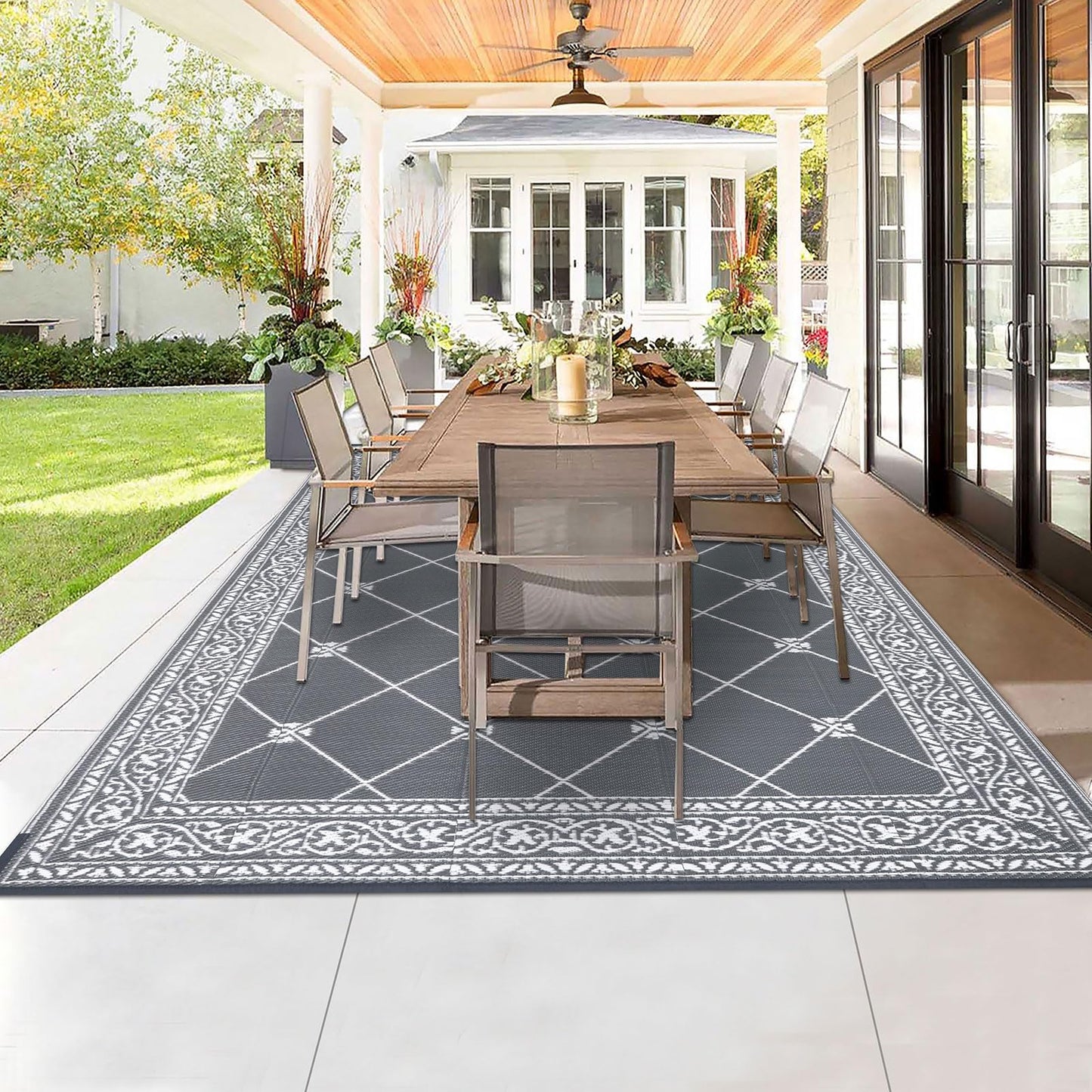 HiiARug Outdoor Rugs 8'x10' for Patios Waterproof RV Mats Camping Rug Outdoor Area Rug Lightweight Portable Outdoor Plastic Straw Rug for Patio, RV, Camping, Balcony, Beach