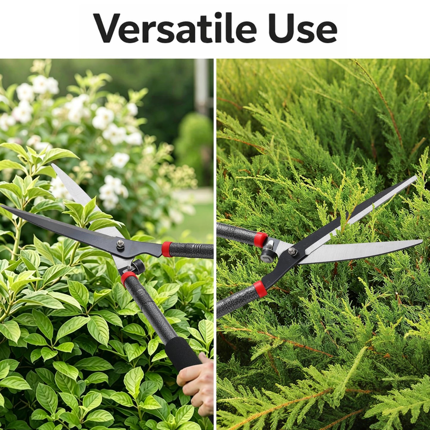 31 inch Hedge Shears Clippers - Self-Sharpening High Carbon Steel Blades, 15" Wide-Cut for Faster Trimming, Long Reach & Ergonomic Grip for Effortless Cutting Trimming of Hedges, Shrubs, Bushes
