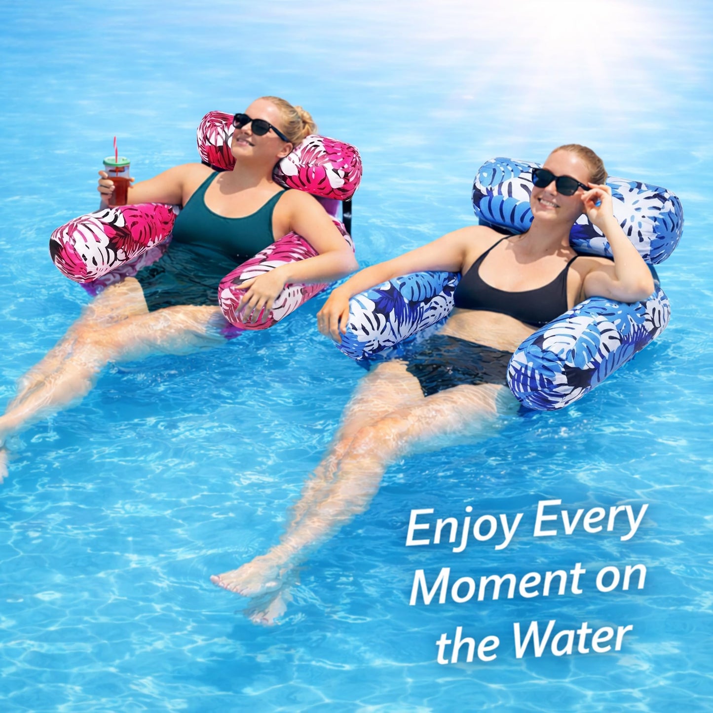Pool Floats Adult 2 Pack, Inflatable Pool Float Chair, Portable Water Hammock for Summer Pool & Beach