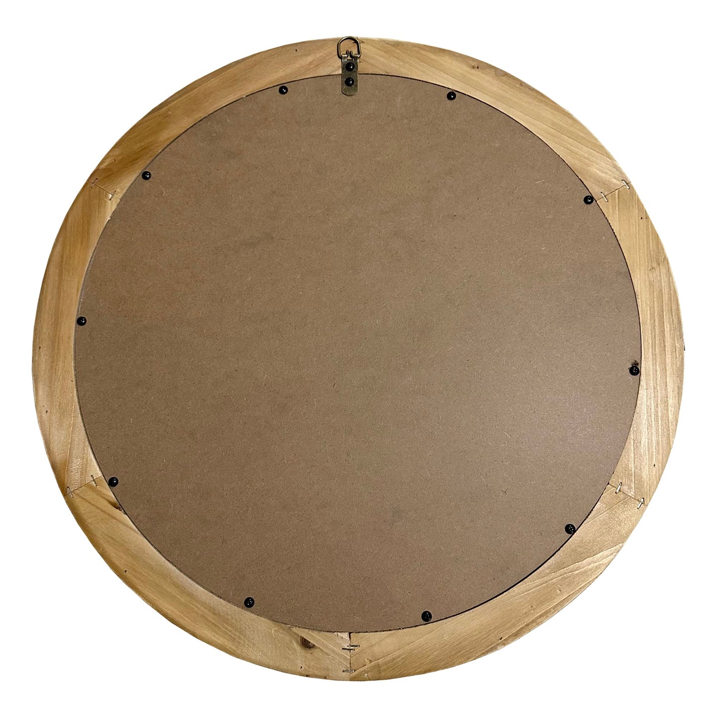 dwellington Rustic Round Wall 24 Inch Wood Circle Mirror with Beads, Decorative Farmhouse Mirror for Living Room, Bedroom, Kitchen, Entryway (White)